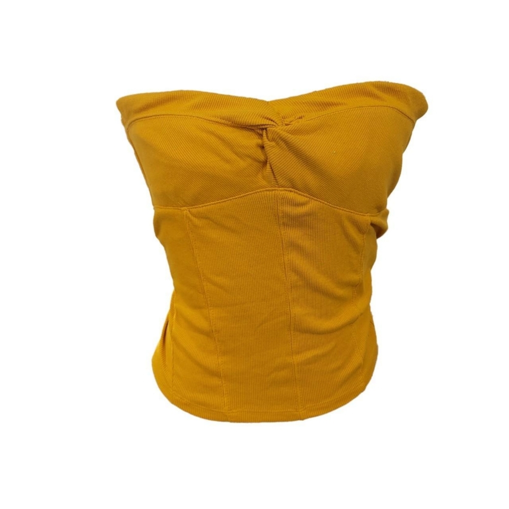 Ribbed Mustard Yellow Bustier Style Tube Top